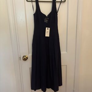 STAUD Navy Ellison dress Sleeveless Midi Dress